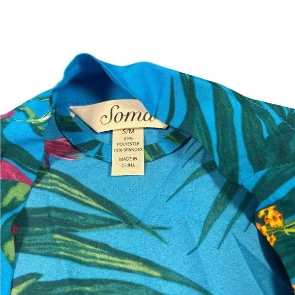 Soma 3 Piece PJ Set Size Medium Glamour Foliage Blue Sea NWT - Picture 9 of 11